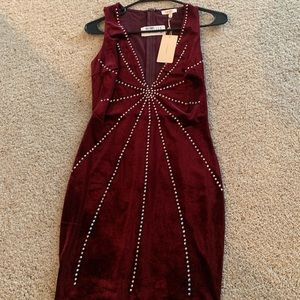 Burgundy - Velvet dress